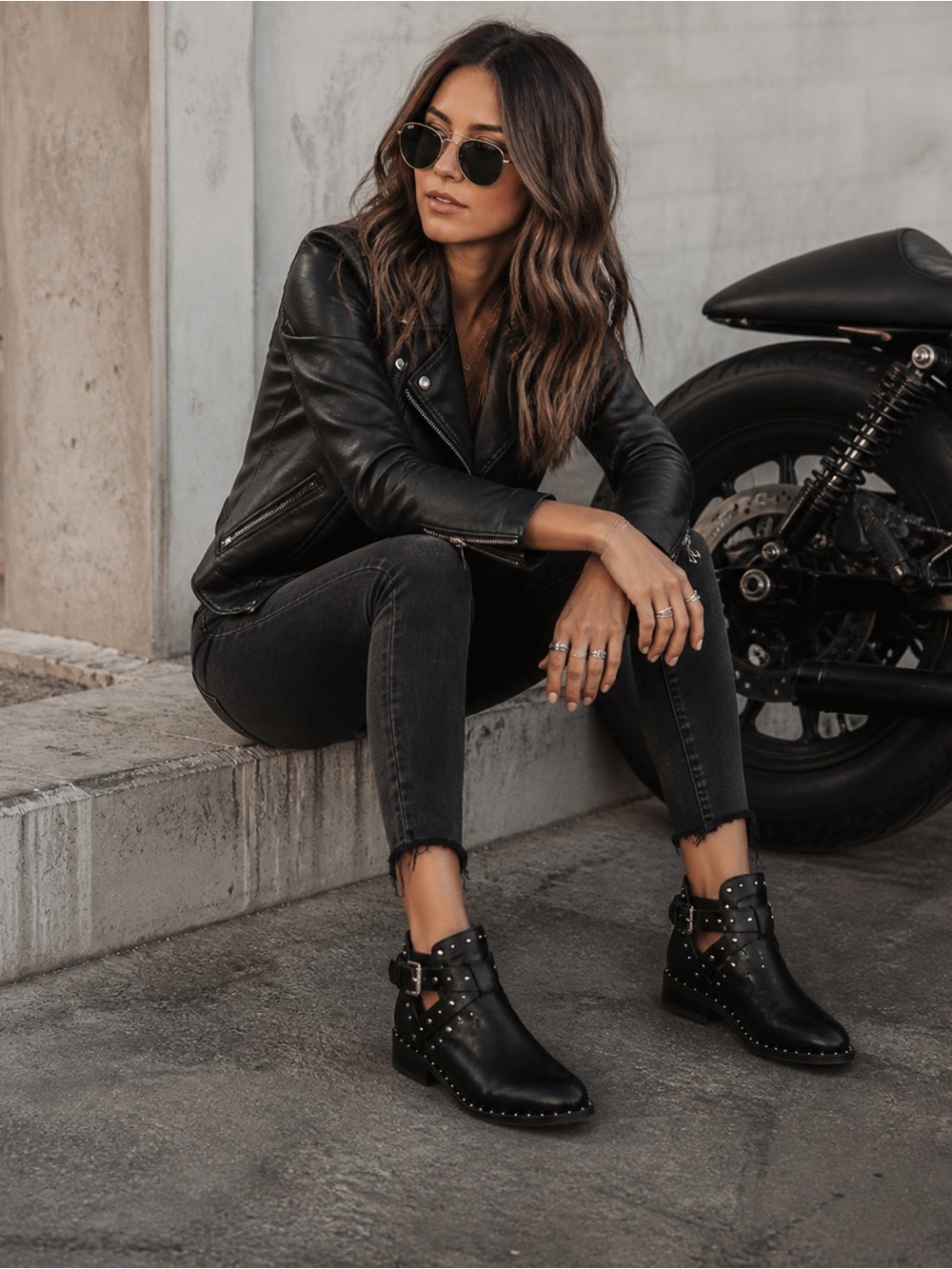 Halogen Black Leather Studded Ankle Boots